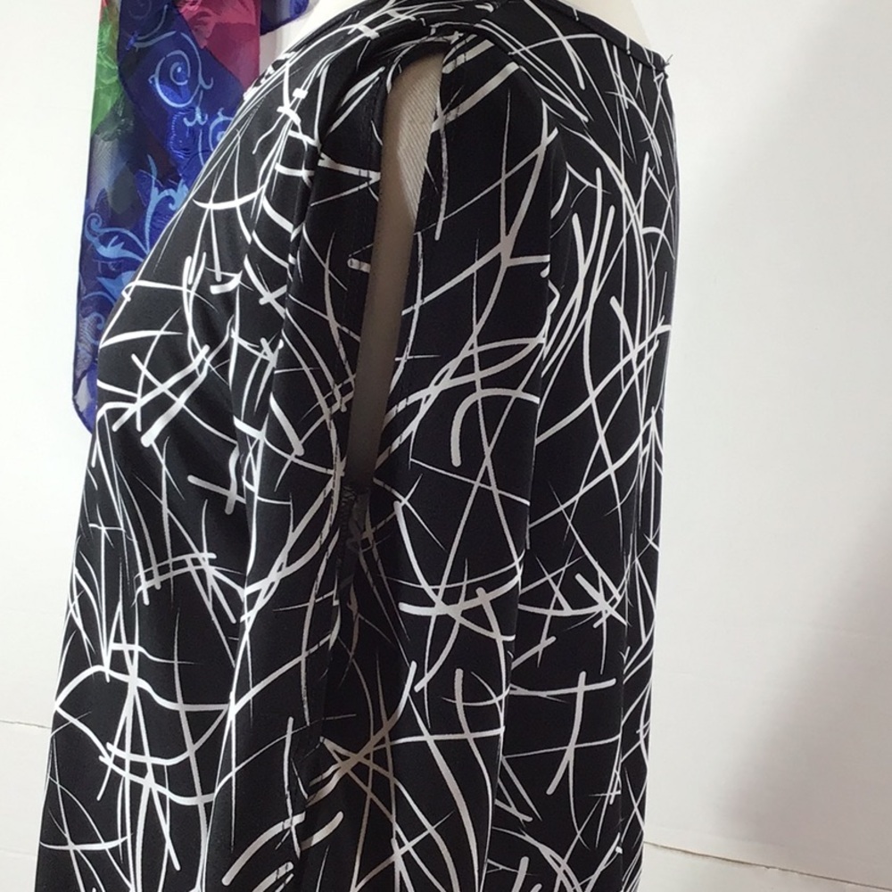 Michael Edwards Black and White Abstract shift Dress L View 6